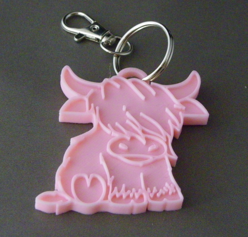 (image for) 3D Prints - Koe Sleutelhanger 3 - Kersenroze (Sakura Pink)