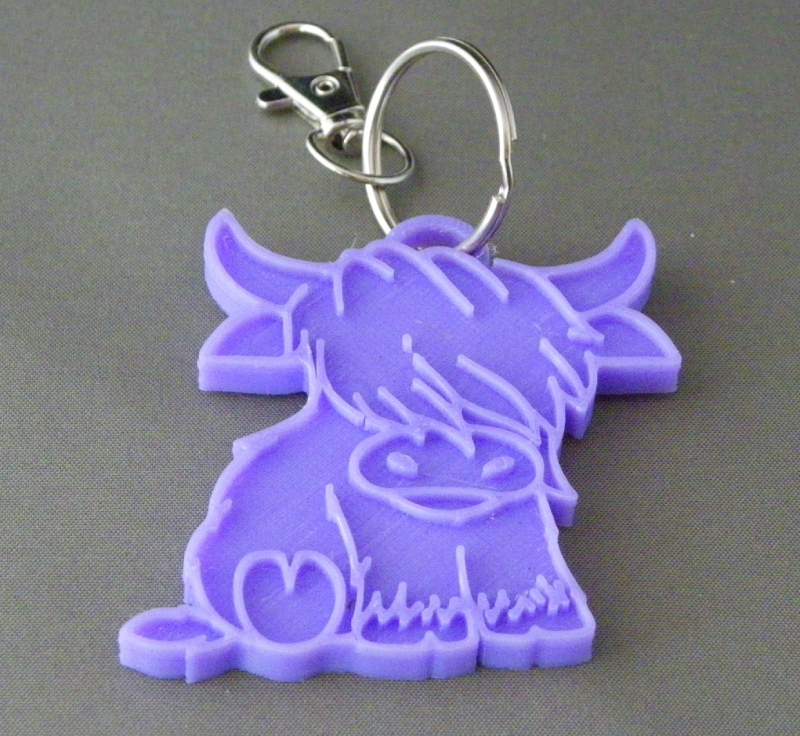 (image for) 3D Prints - Koe Sleutelhanger 3 - Paars (Purple)
