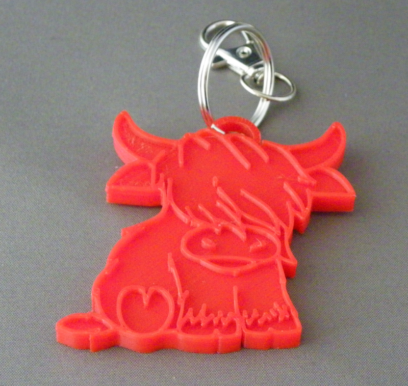 (image for) 3D Prints - Koe Sleutelhanger 3 - Rood (Red)