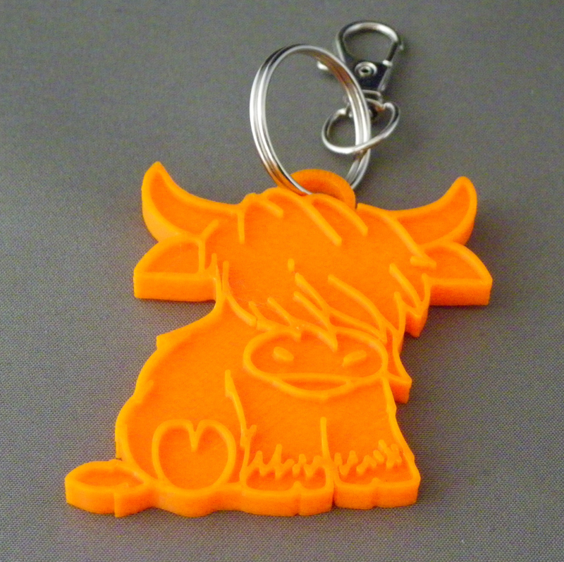 (image for) 3D Prints - Koe Sleutelhanger 3 - Zonnig Oranje (Sunny Orange)