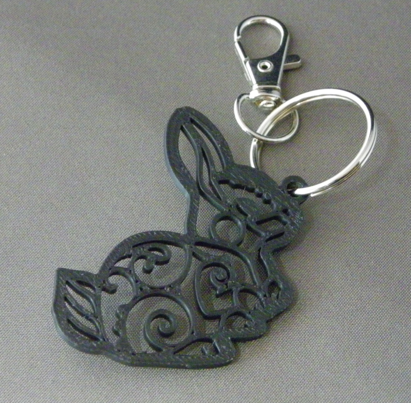 (image for) 3D Prints - Konijn Sleutelhanger 15 - Zwart (Black)