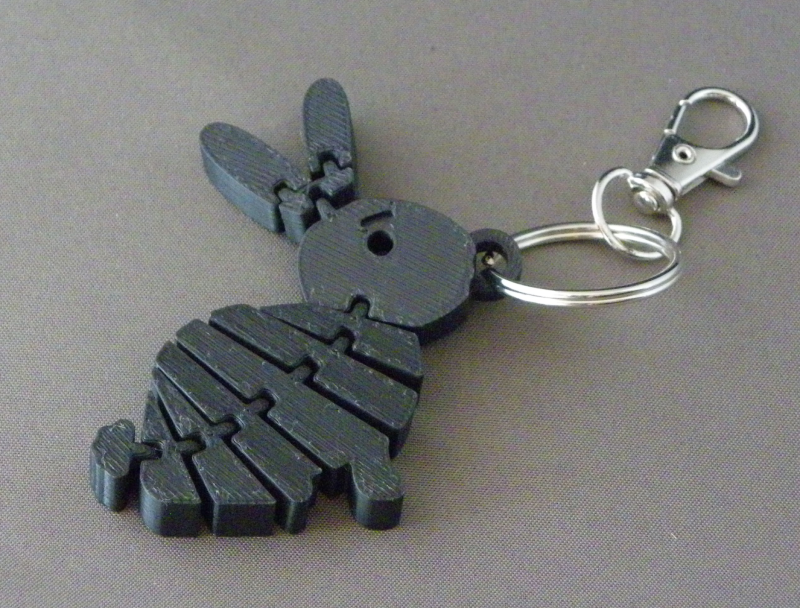 (image for) 3D Prints - Konijn Sleutelhanger 17 - Zwart (Black)