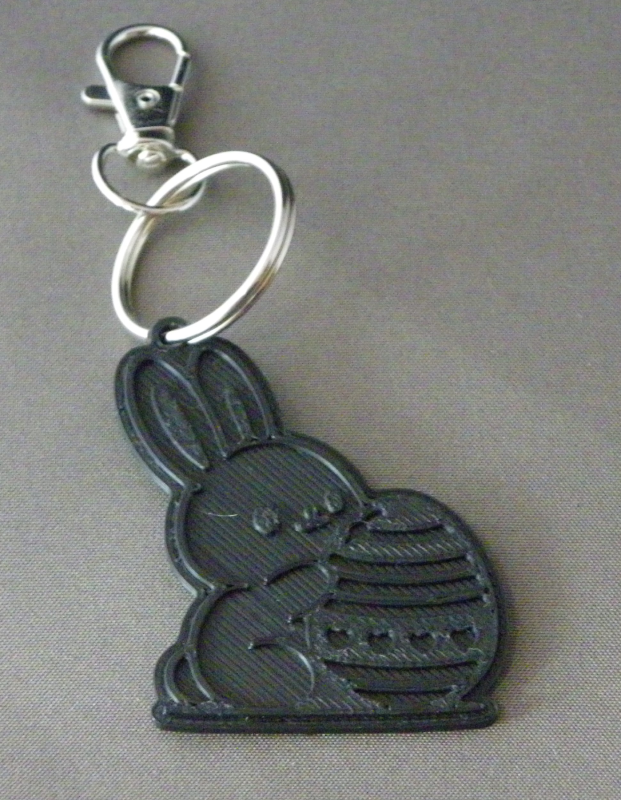 (image for) 3D Prints - Konijn Sleutelhanger 4 - Zwart (Black)