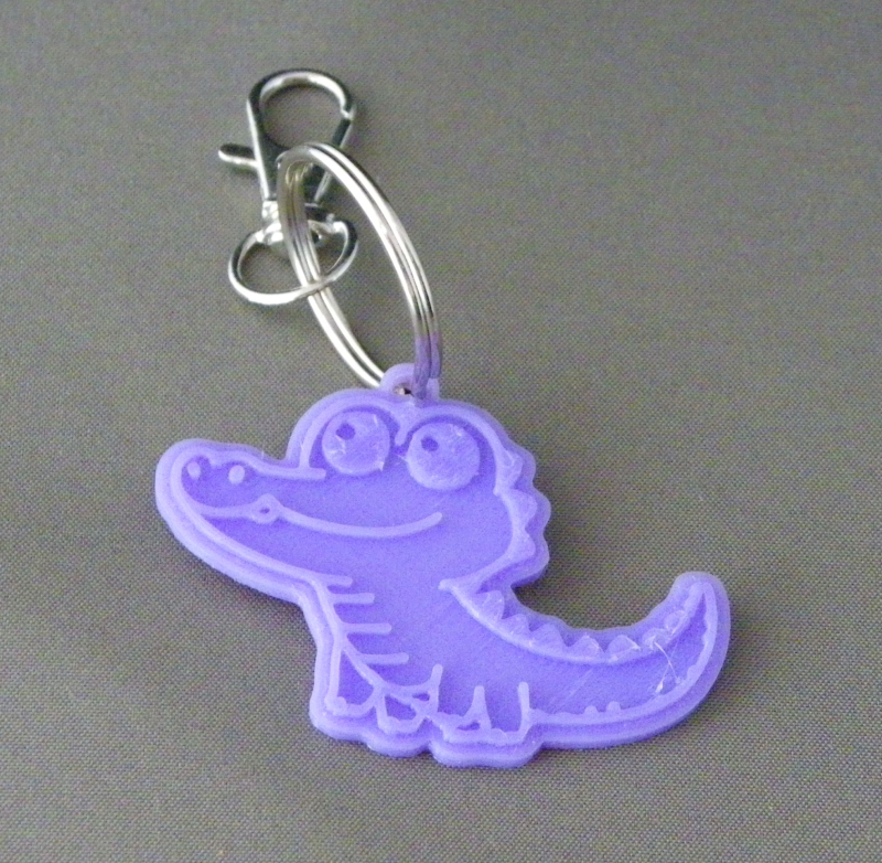 (image for) 3D Prints - Krokodil Sleutelhanger 1 - Paars (Purple)
