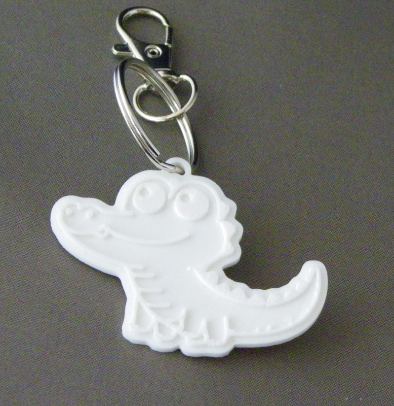 (image for) 3D Prints - Krokodil Sleutelhanger 1 - Wit (White)