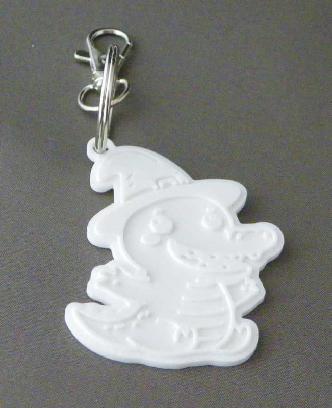 (image for) 3D Prints - Krokodil Sleutelhanger 2 - Wit (White)