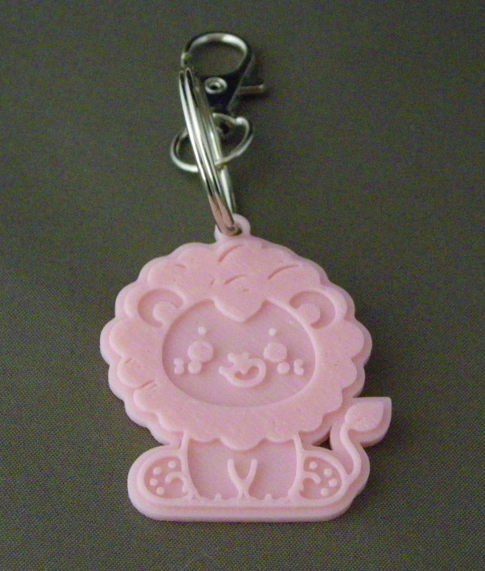 (image for) 3D Prints - Leeuw Sleutelhanger 1 - Kersenroze (Sakura Pink)
