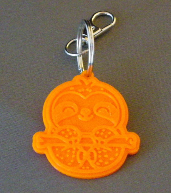 (image for) 3D Prints - Luiaard Sleutelhanger 1 - Zonnig Oranje (Sunny Orange)