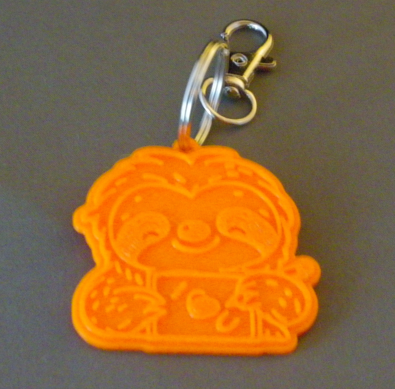 (image for) 3D Prints - Luiaard Sleutelhanger 2 - Zonnig Oranje (Sunny Orange)