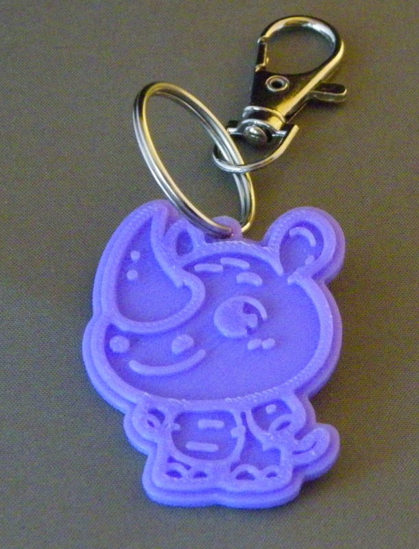 (image for) 3D Prints - Neushoorn Sleutelhanger 1 - Paars (Purple)