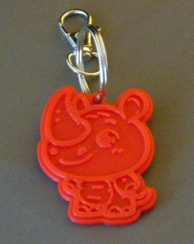 (image for) 3D Prints - Neushoorn Sleutelhanger 1 - Rood (Red)