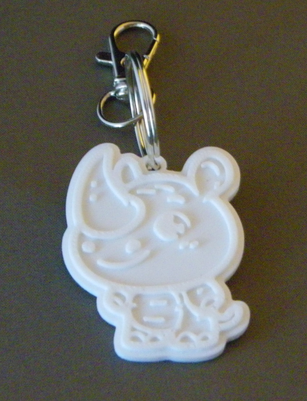 (image for) 3D Prints - Neushoorn Sleutelhanger 1 - Wit (White)