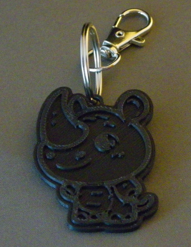 (image for) 3D Prints - Neushoorn Sleutelhanger 1 - Zwart (Black)