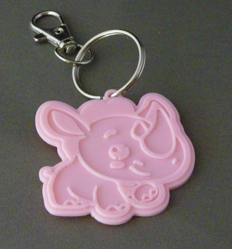 (image for) 3D Prints - Neushoorn Sleutelhanger 2 - Kersenroze (Sakura Pink)