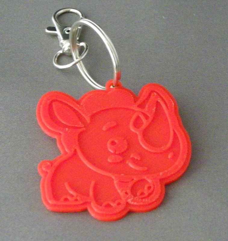 (image for) 3D Prints - Neushoorn Sleutelhanger 2 - Rood (Red)