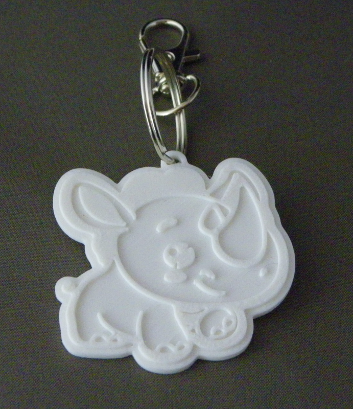 (image for) 3D Prints - Neushoorn Sleutelhanger 2 - Wit (White)