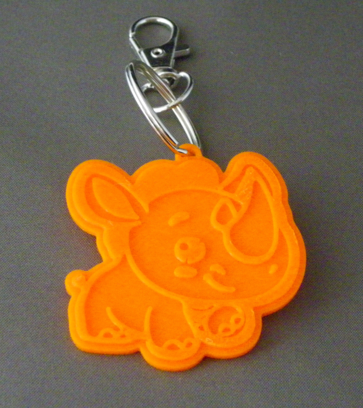 (image for) 3D Prints - Neushoorn Sleutelhanger 2 - Zonnig Oranje (Sunny Orange)