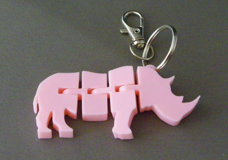 (image for) 3D Prints - Neushoorn Sleutelhanger 3 - Kersenroze (Sakura Pink)