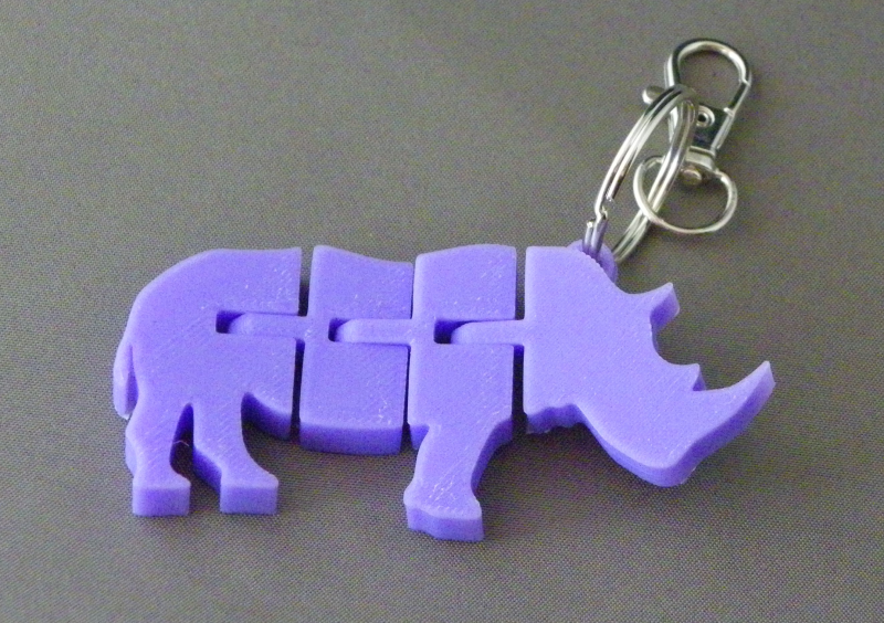 (image for) 3D Prints - Neushoorn Sleutelhanger 3 - Paars (Purple)