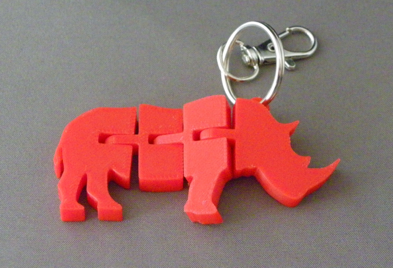 (image for) 3D Prints - Neushoorn Sleutelhanger 3 - Rood (Red)