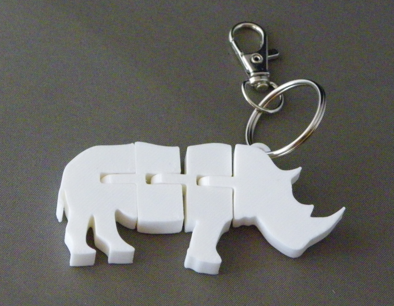 (image for) 3D Prints - Neushoorn Sleutelhanger 3 - Wit (White)