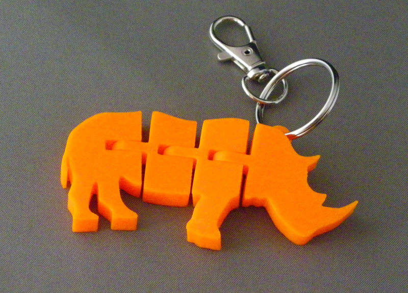 (image for) 3D Prints - Neushoorn Sleutelhanger 3 - Zonnig Oranje (Sunny Orange)