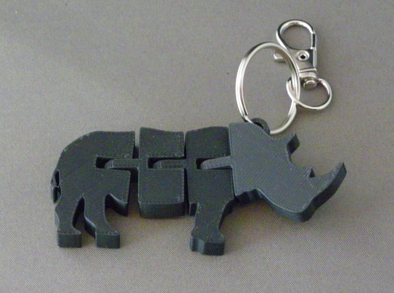 (image for) 3D Prints - Neushoorn Sleutelhanger 3 - Zwart (Black)