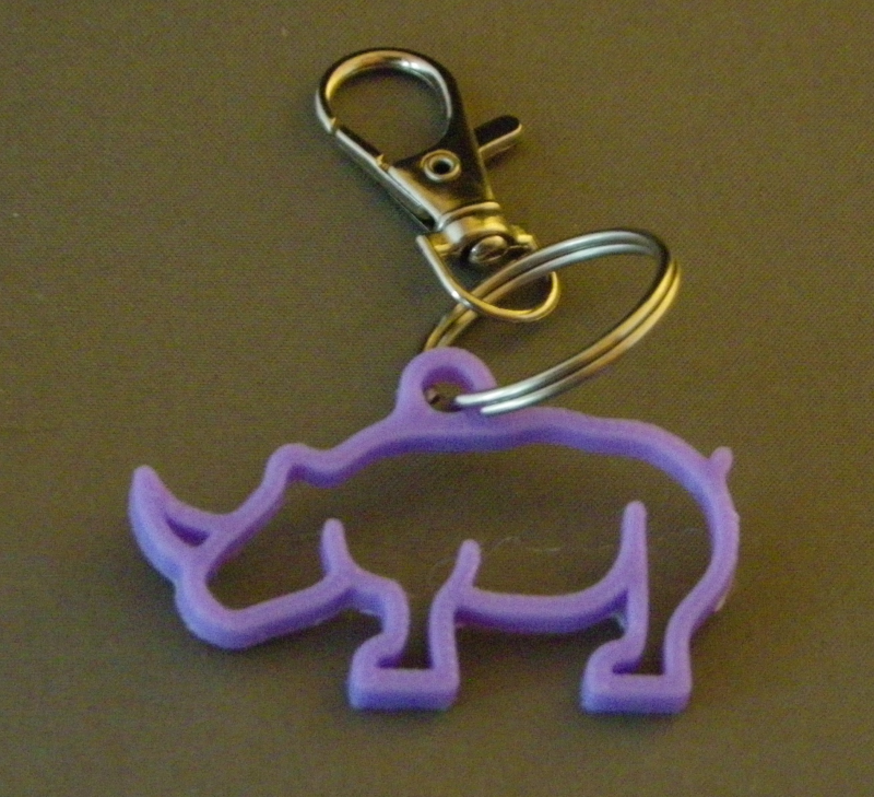 (image for) 3D Prints - Neushoorn Sleutelhanger 4 - Paars (Purple)