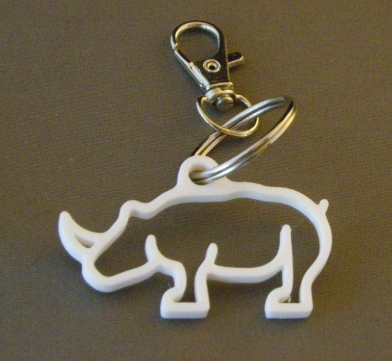 (image for) 3D Prints - Neushoorn Sleutelhanger 4 - Wit (White)