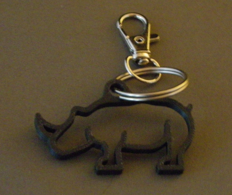 (image for) 3D Prints - Neushoorn Sleutelhanger 4 - Zwart (Black)