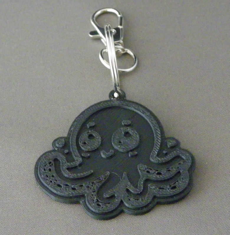(image for) 3D Prints - Octopus Sleutelhanger 1 - Zwart (Black)