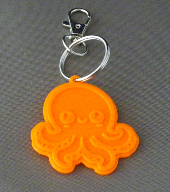 (image for) 3D Prints - Octopus Sleutelhanger 2 - Zonnig Oranje (Sunny Orange)