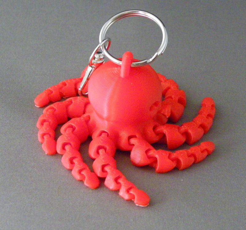 (image for) 3D Prints - Octopus Sleutelhanger 4 - Rood (Red)