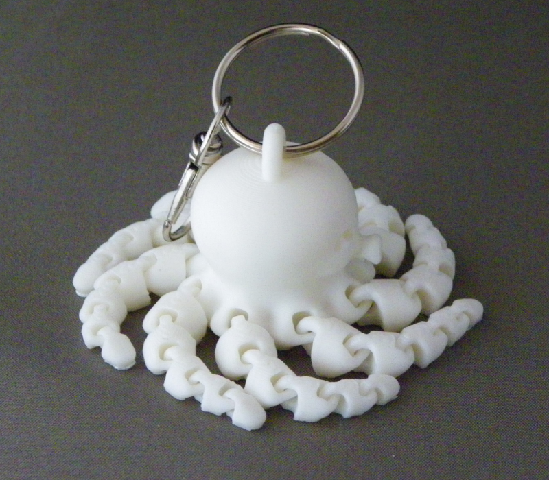 (image for) 3D Prints - Octopus Sleutelhanger 4 - Wit (White)