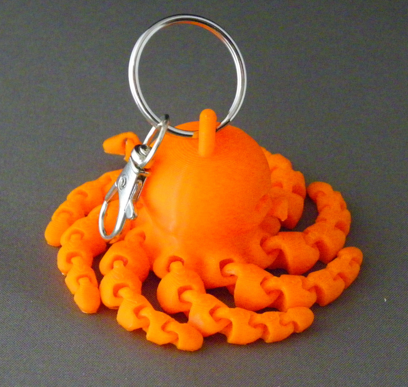 (image for) 3D Prints - Octopus Sleutelhanger 4 - Zonnig Oranje (Sunny Orange)