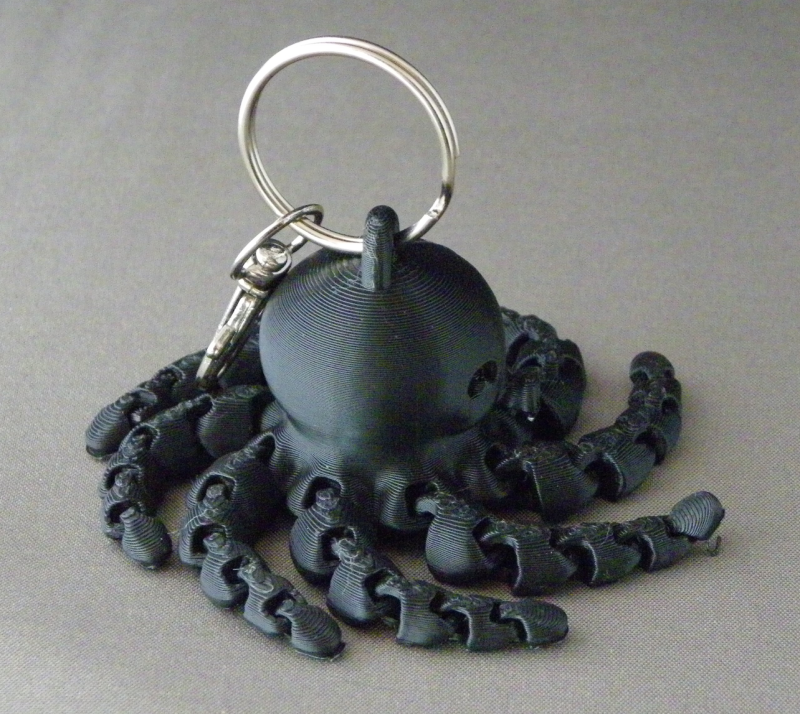 (image for) 3D Prints - Octopus Sleutelhanger 4 - Zwart (Black)