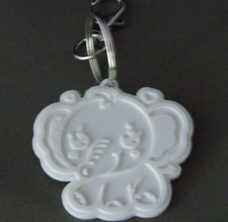 (image for) 3D Prints - Olifant Sleutelhanger 2 - Wit (White)
