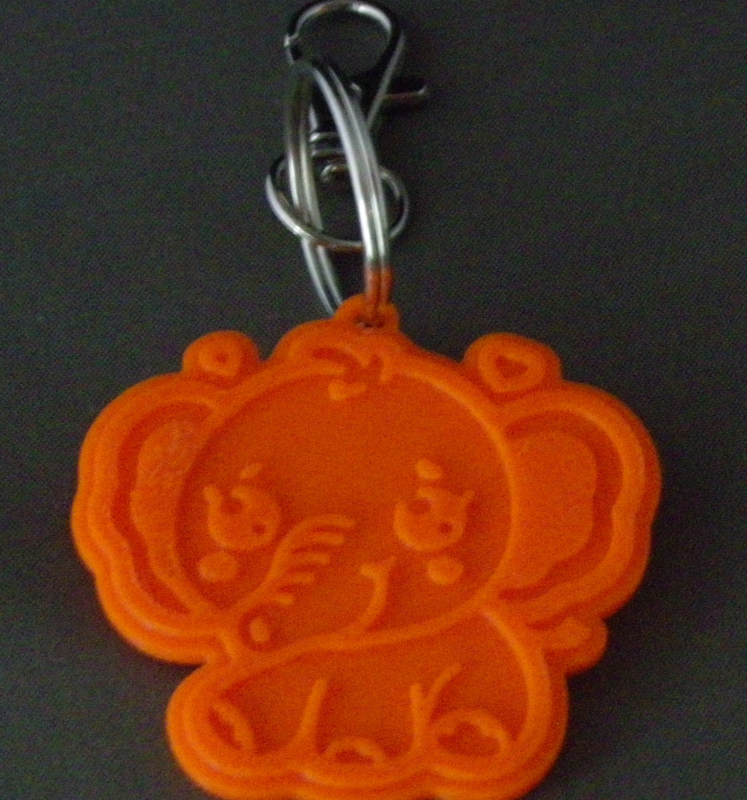 (image for) 3D Prints - Olifant Sleutelhanger 2 - Zonnig Oranje (Sunny Orange)