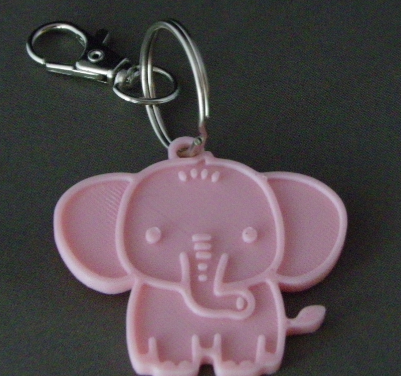 (image for) 3D Prints - Olifant Sleutelhanger 5 - Kersenroze (Sakura Pink)