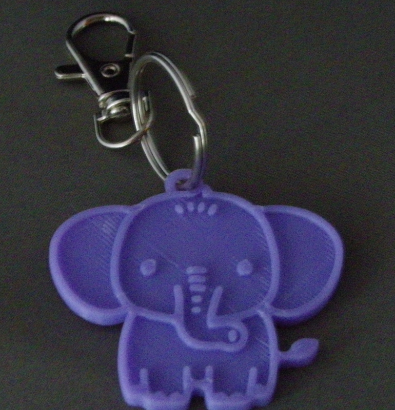 (image for) 3D Prints - Olifant Sleutelhanger 5 - Paars (Purple)