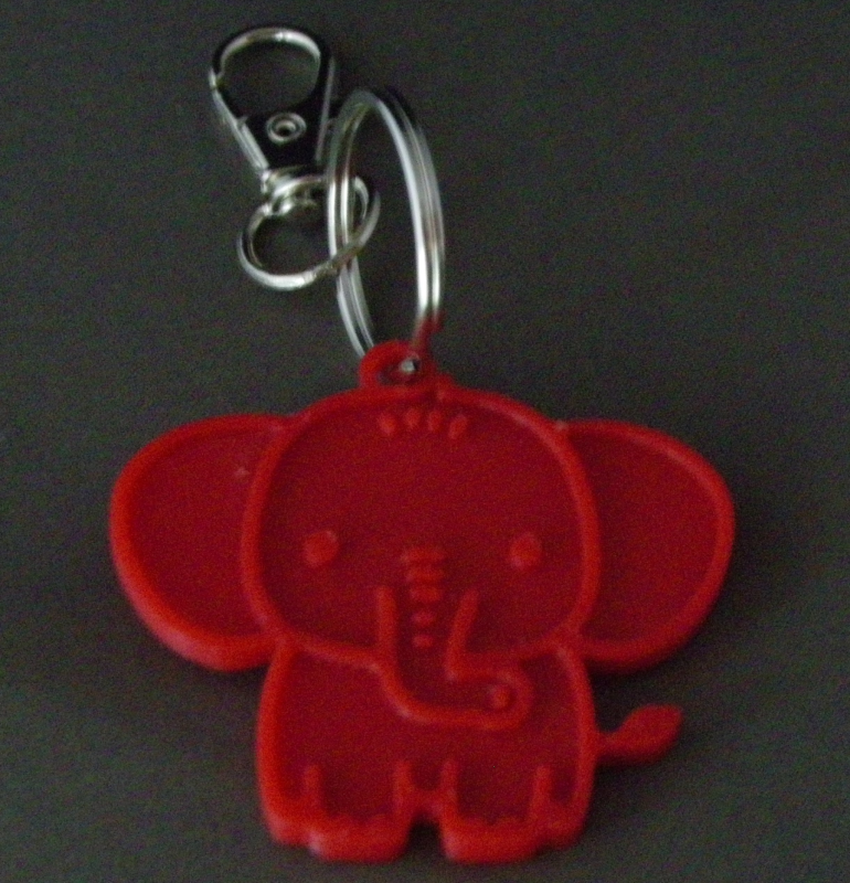 (image for) 3D Prints - Olifant Sleutelhanger 5 - Rood (Red)