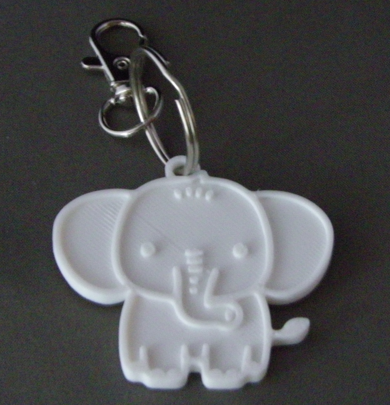 (image for) 3D Prints - Olifant Sleutelhanger 5 - Wit (White)