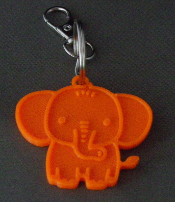 (image for) 3D Prints - Olifant Sleutelhanger 5 - Zonnig Oranje (Sunny Orange)