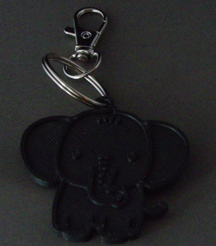(image for) 3D Prints - Olifant Sleutelhanger 5 - Zwart (Black)