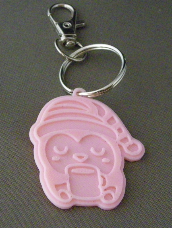 (image for) 3D Prints - Pinguïn Sleutelhanger 2 - Kersenroze (Sakura Pink)