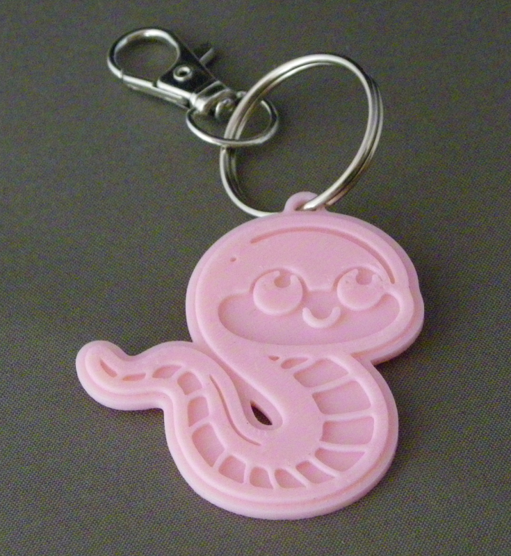 (image for) 3D Prints - Slang Sleutelhanger 2 - Kersenroze (Sakura Pink)