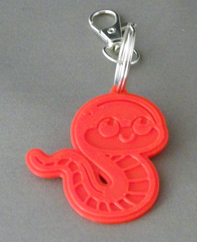 (image for) 3D Prints - Slang Sleutelhanger 2 - Rood (Red)