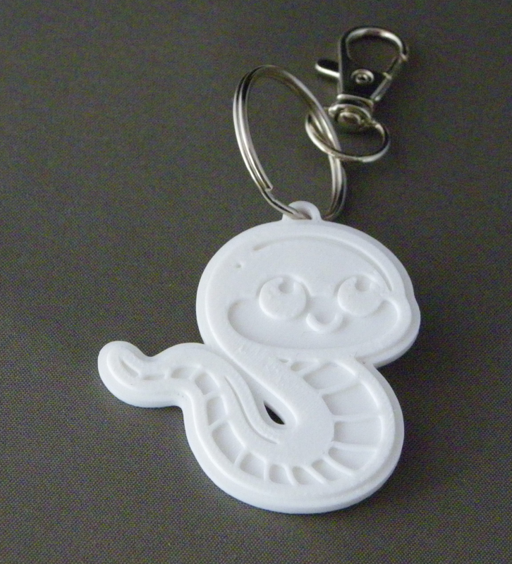 (image for) 3D Prints - Slang Sleutelhanger 2 - Wit (White)