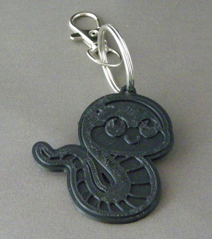 (image for) 3D Prints - Slang Sleutelhanger 2 - Zwart (Black)
