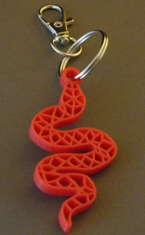 (image for) 3D Prints - Slang Sleutelhanger 3 - Rood (Red)